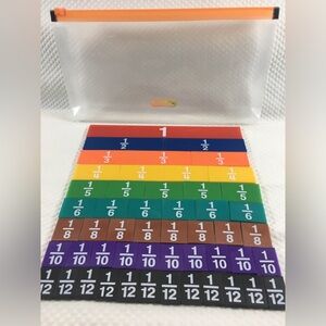 Colorful Fraction Tiles Set Transparent Storage Pouch Hand2Mind Rainbow Fraction